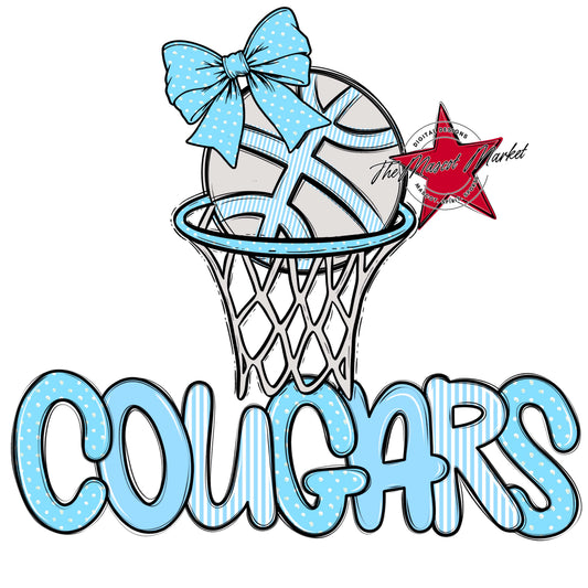 Cougars Basketball Spirit Design-Columbia Blue