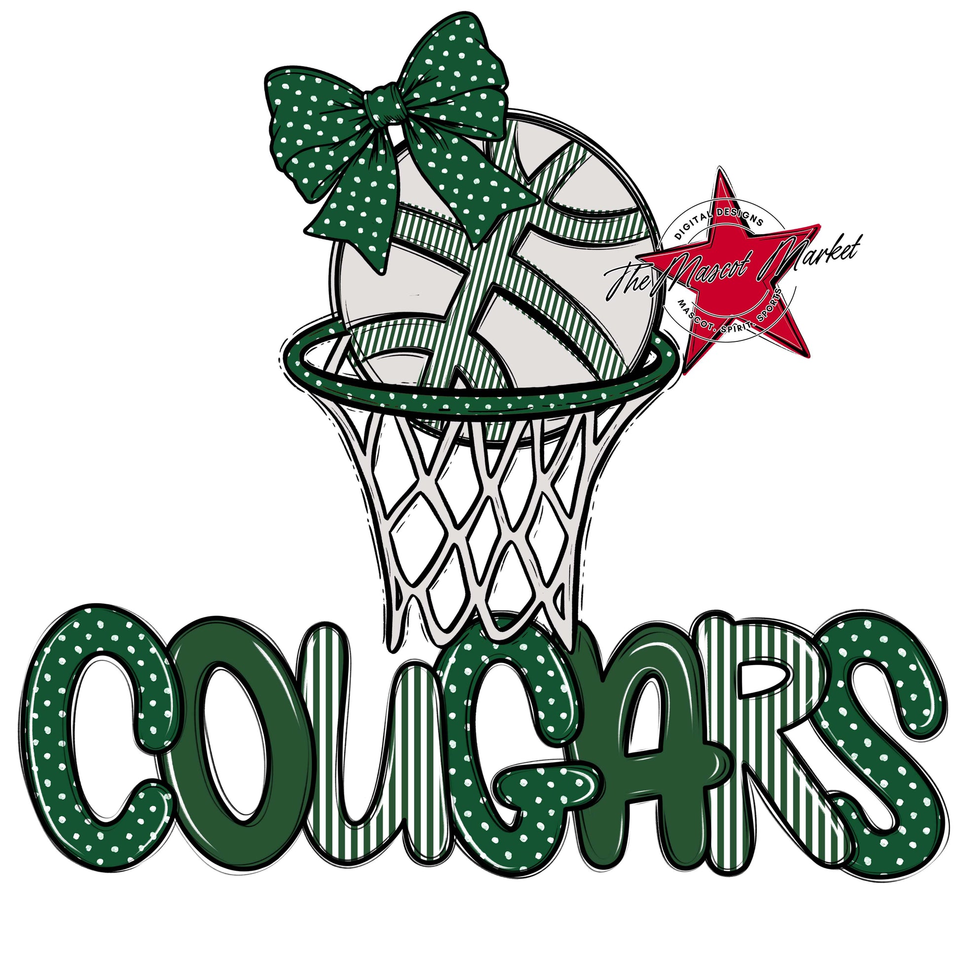 Cougars Basketball Spirit Design-Green