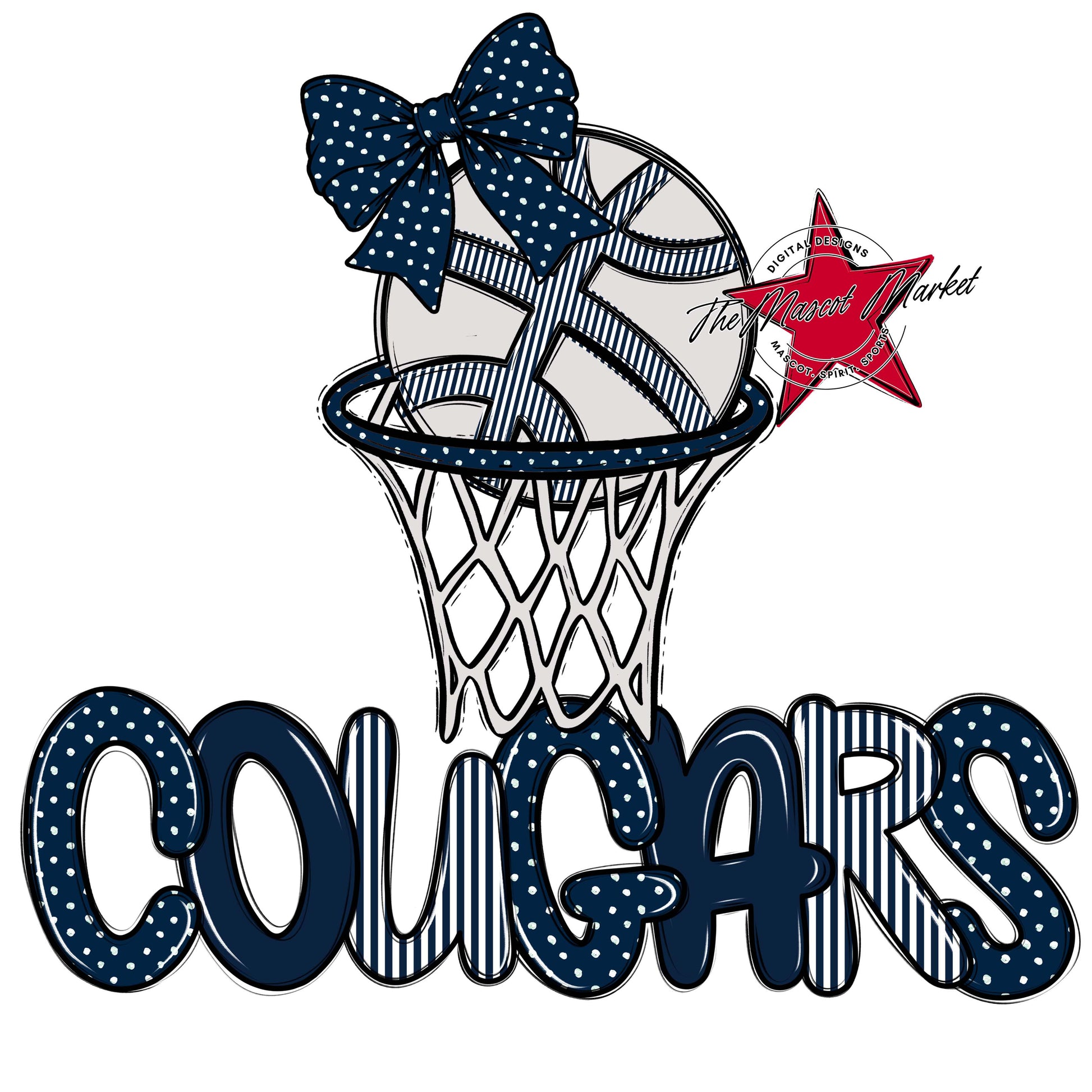 Cougars Basketball Spirit Design-Navy