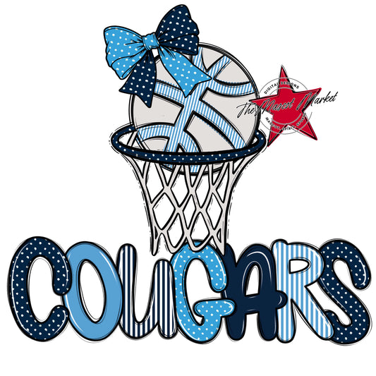 Cougars Basketball Spirit Design-Navy & Carolina Blue
