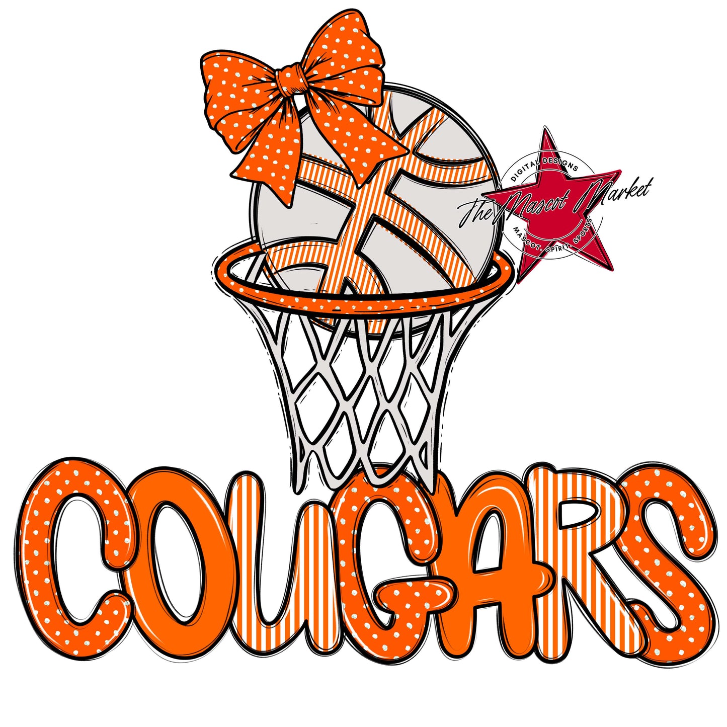 Cougars Basketball Spirit Design-Orange