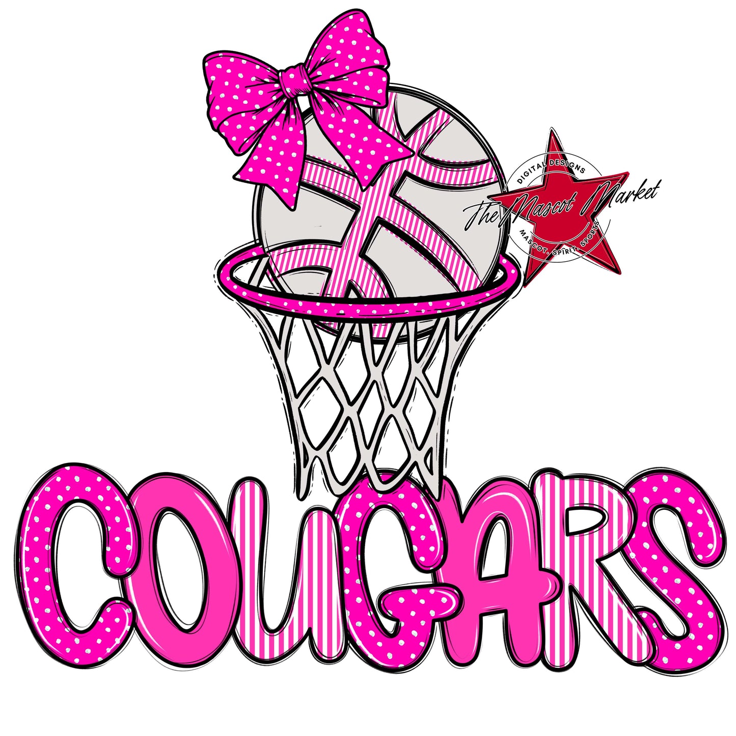 Cougars Basketball Spirit Design-Pink
