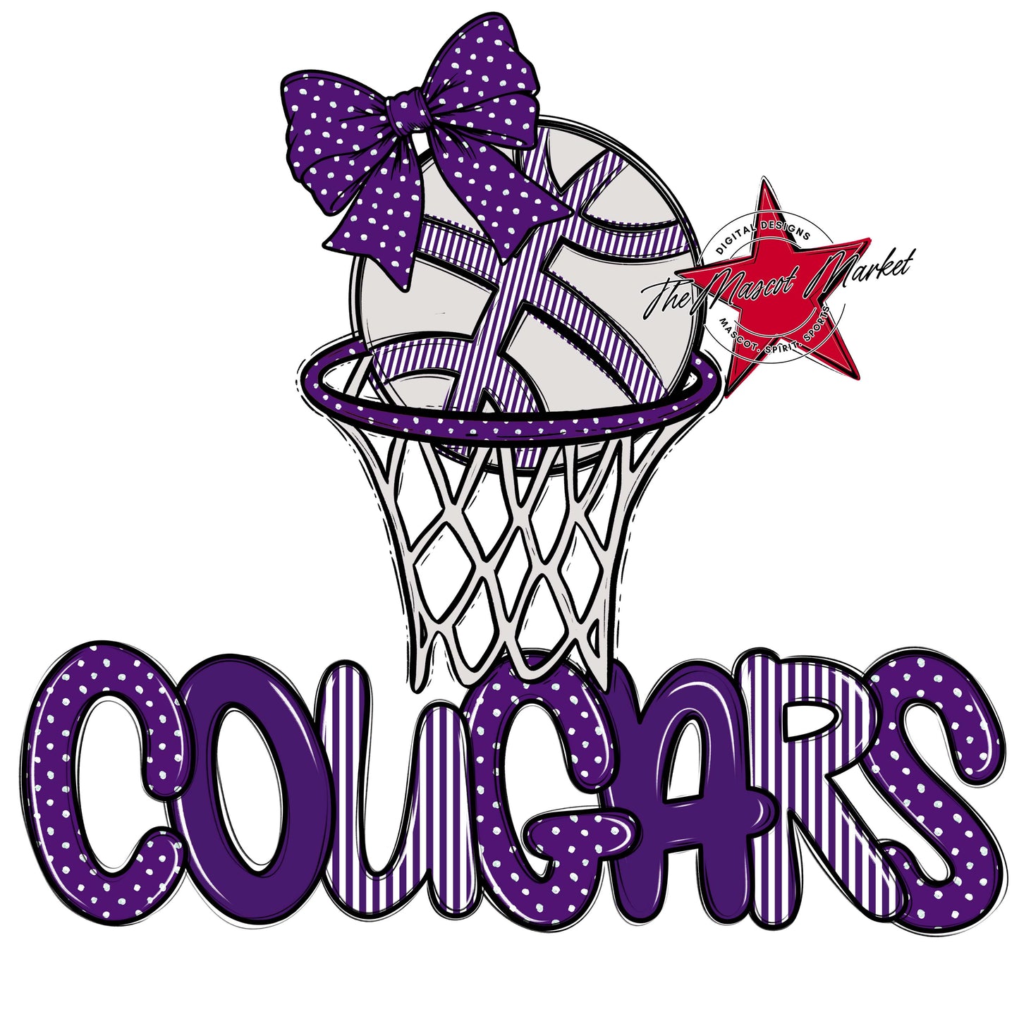 Cougars Basketball Spirit Design-Purple