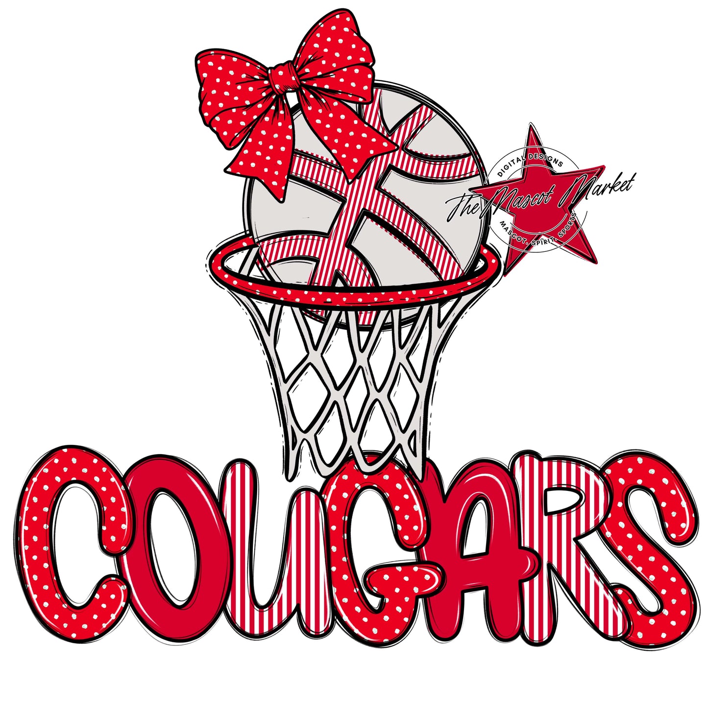 Cougars Basketball Spirit Design-Red