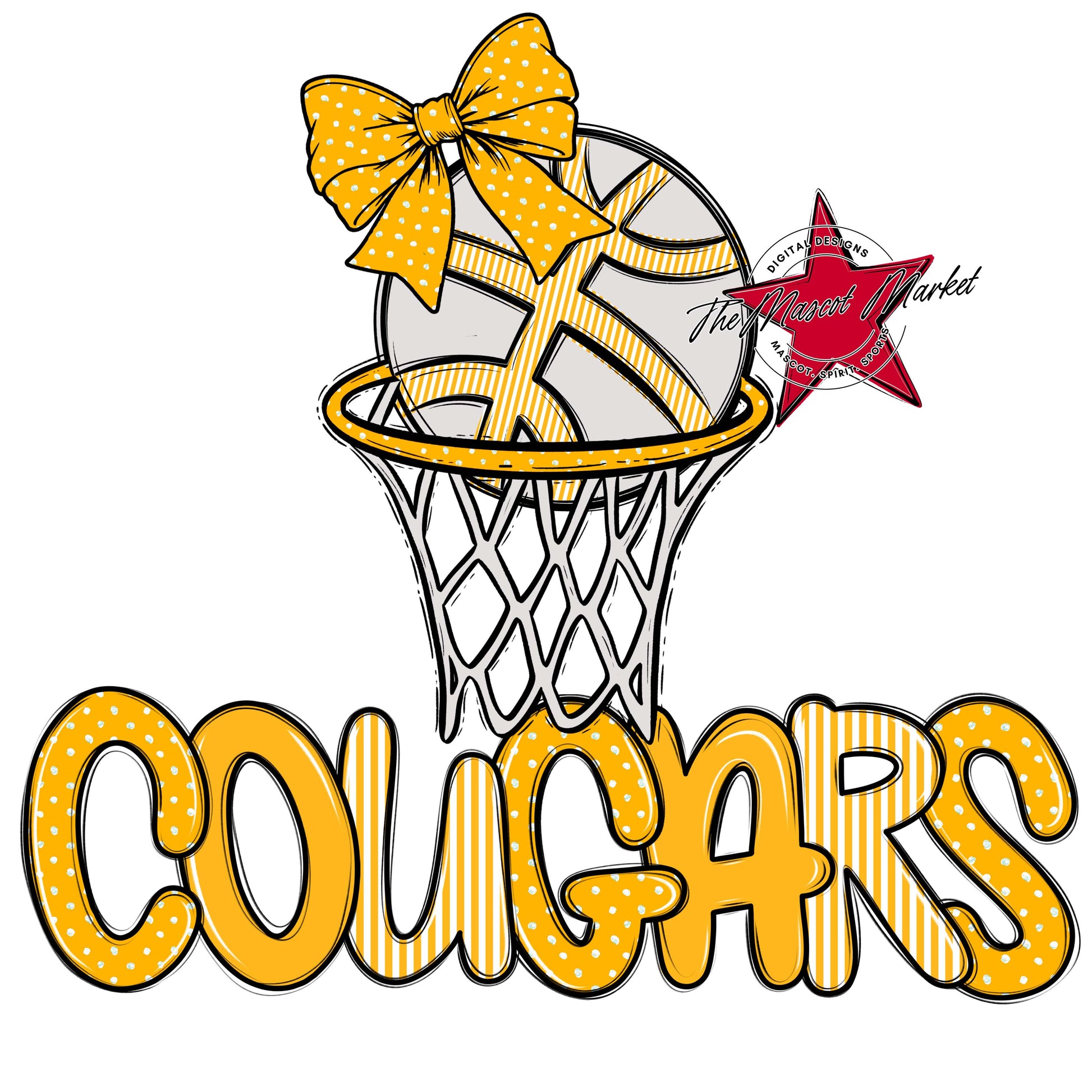 Cougars Basketball Spirit Design-Yellow
