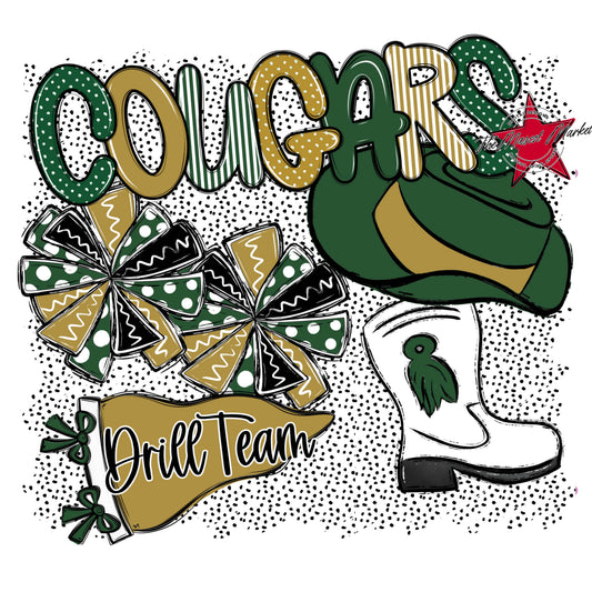 Cougars Drillteam Spirit-Green & Gold