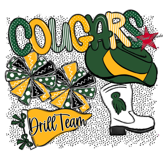Cougars Drillteam Spirit-Green & Yellow