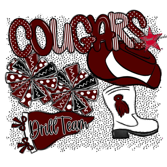 Cougars Drillteam Spirit-Maroon