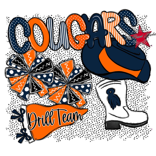 Cougars Drillteam Spirit-Navy & Orange