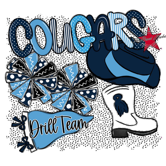 Cougars Drillteam Spirit-Navy & Carolina Blue