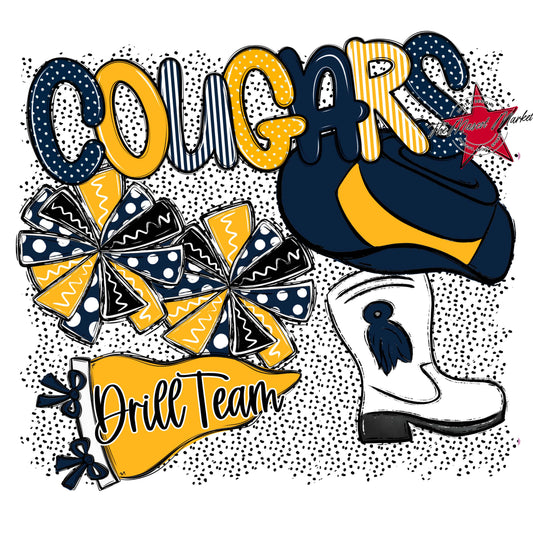 Cougars Drillteam Spirit-Navy & Yellow