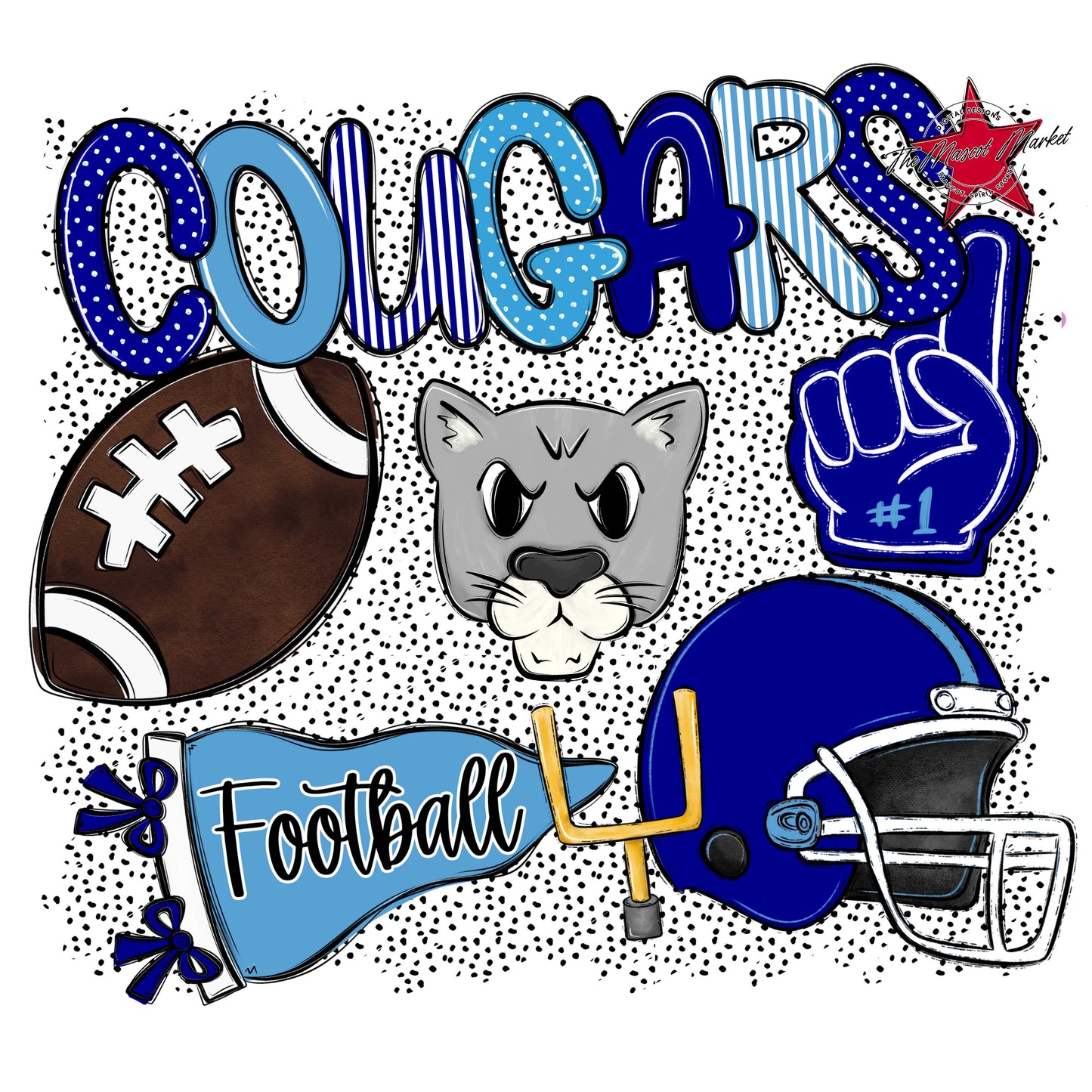 Cougars Football Spirit-Blue & Carolina Blue