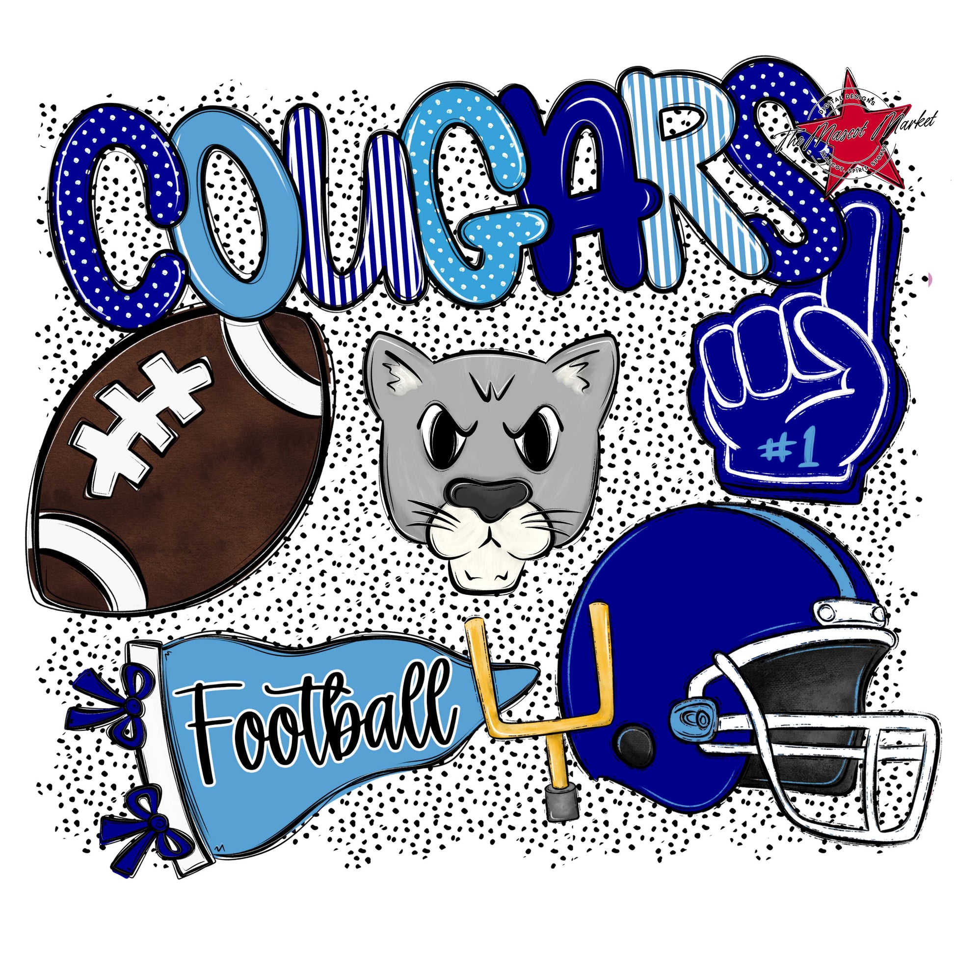 Cougars Football Spirit-Blue & Carolina Blue
