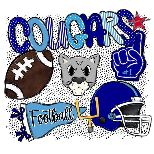 Cougars Football Spirit-Blue & Carolina Blue