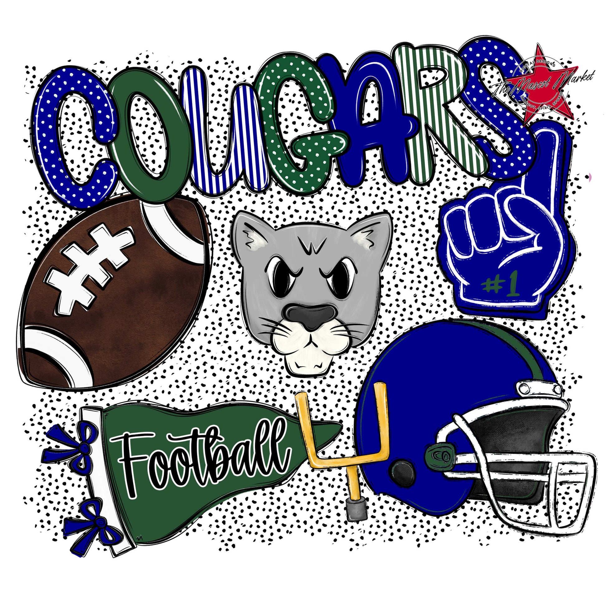 Cougars Football Spirit-Blue & Green
