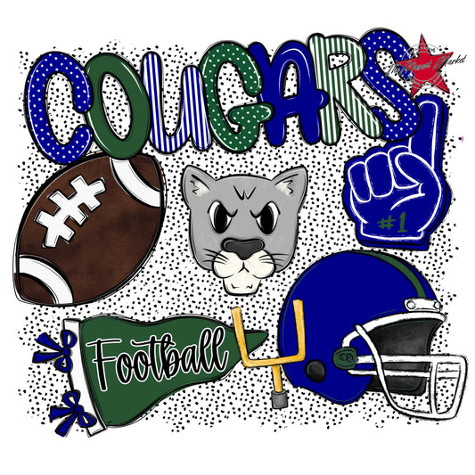 Cougars Football Spirit-Blue & Green
