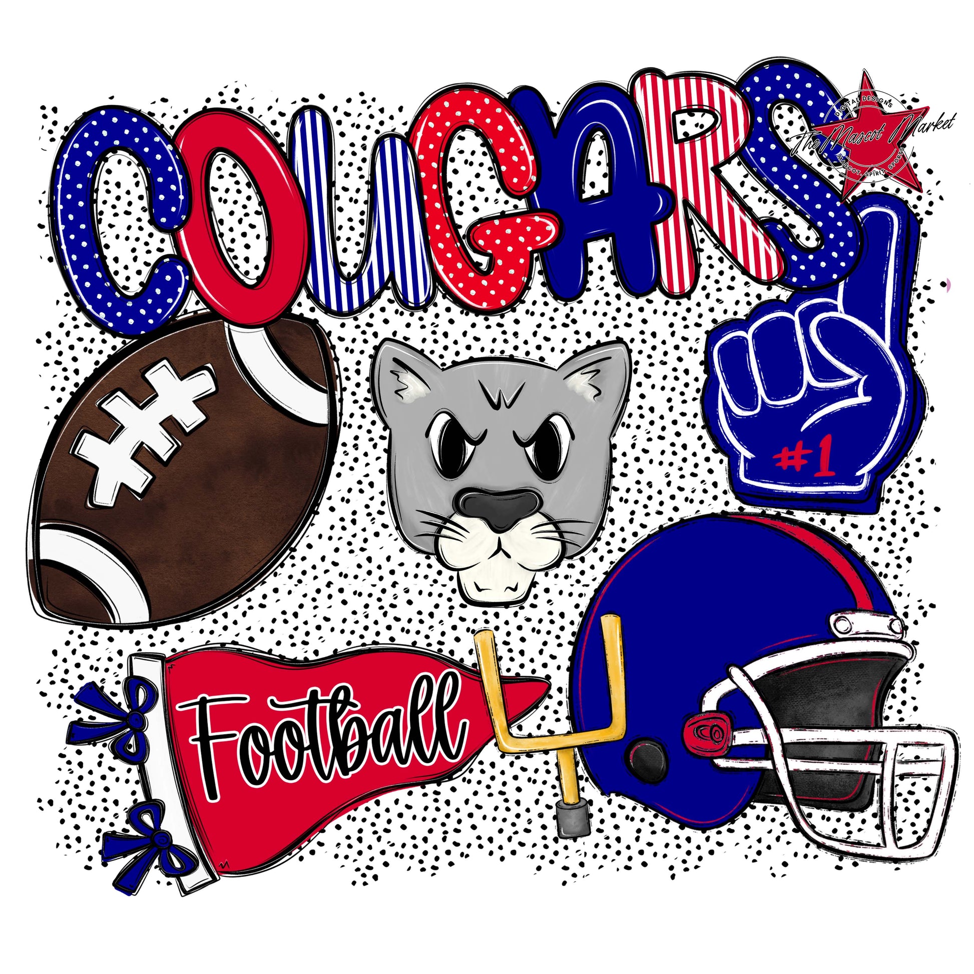 Cougars Football Spirit-Blue & Red