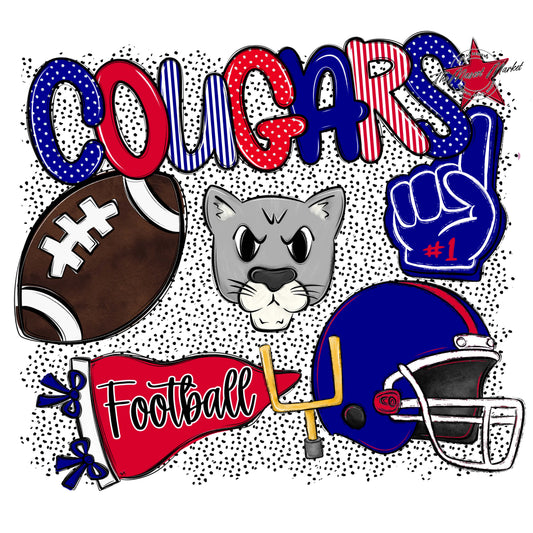 Cougars Football Spirit-Blue & Red