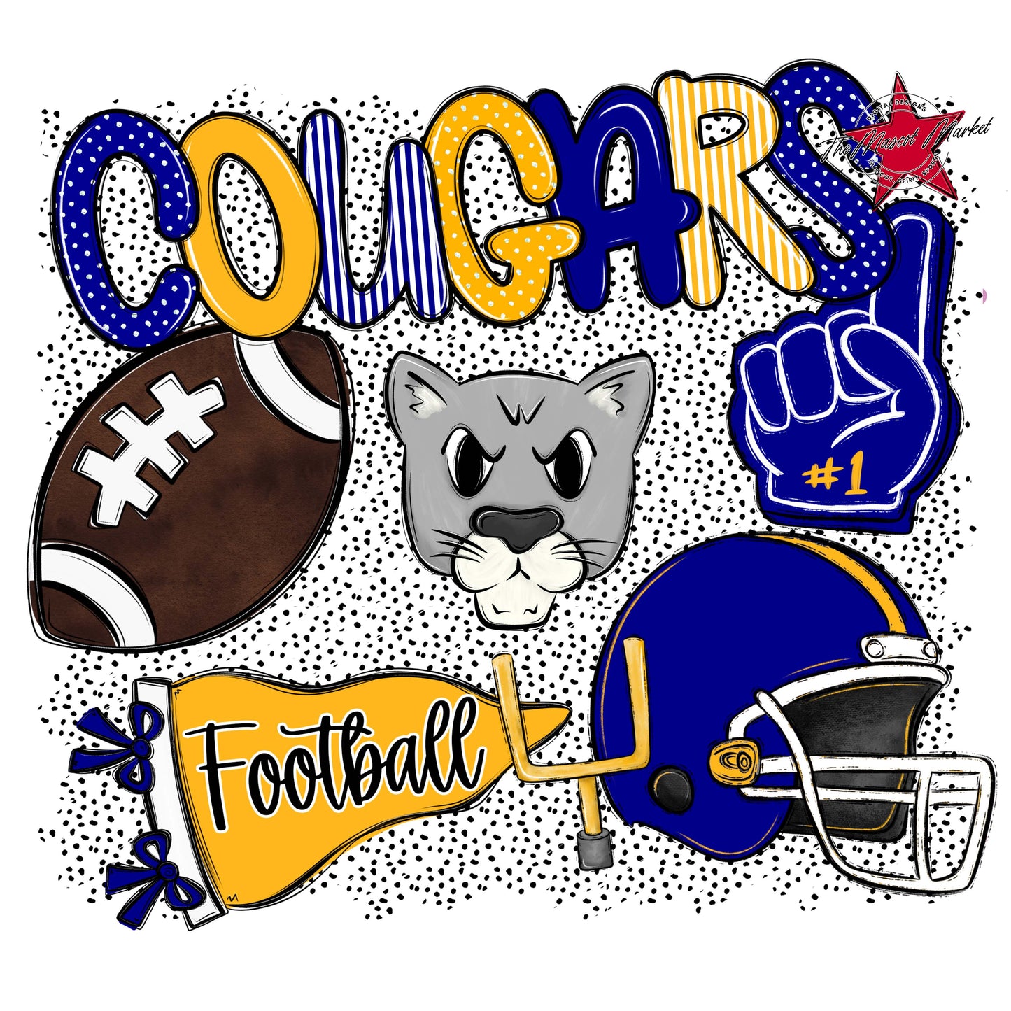 Cougars Football Spirit-Blue & Yellow