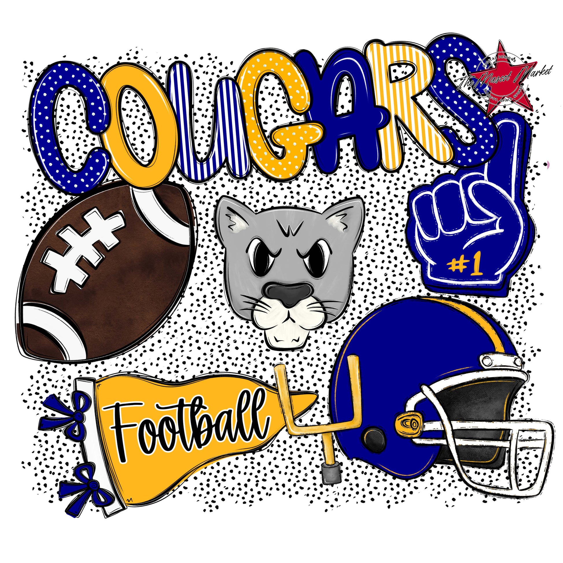 Cougars Football Spirit-Blue & Yellow