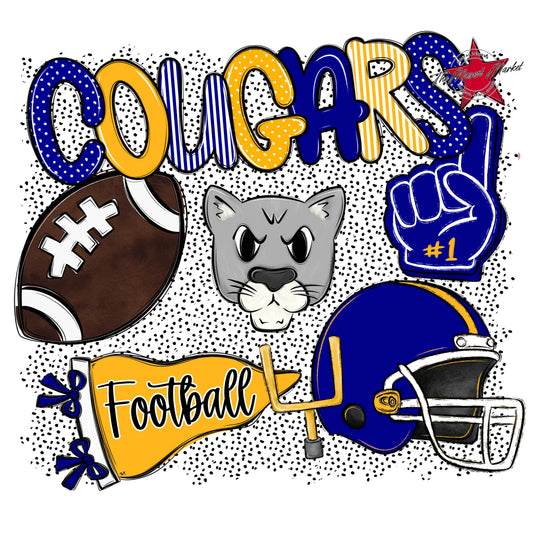 Cougars Football Spirit-Blue & Yellow