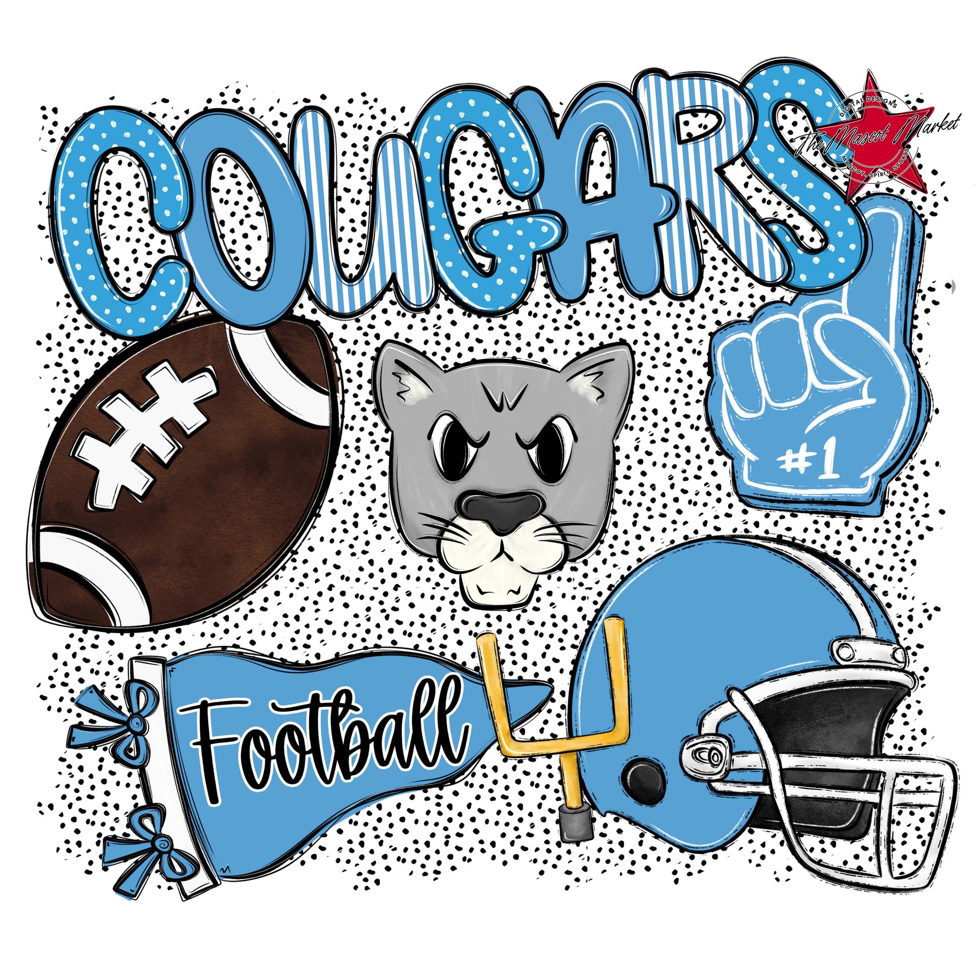 Cougars Football Spirit-Carolina Blue
