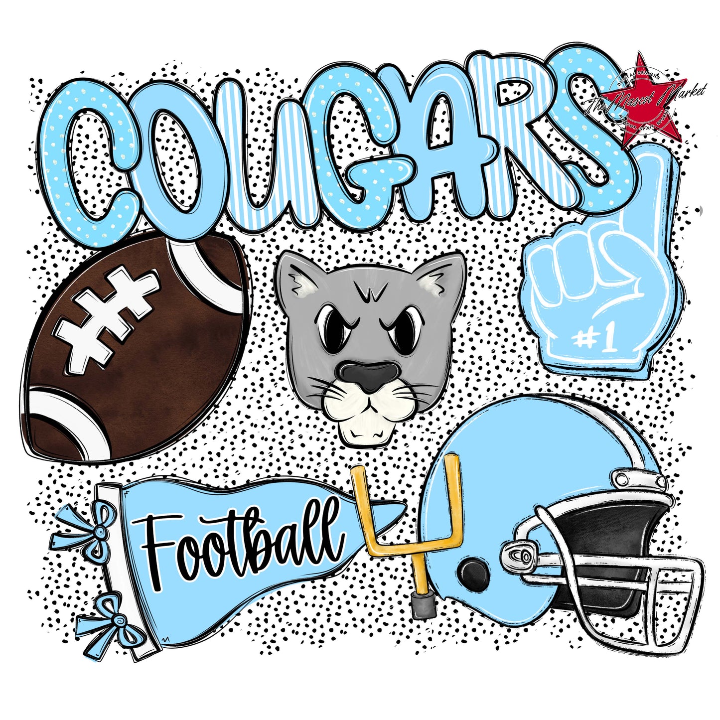 Cougars Football Spirit-Columbia Blue