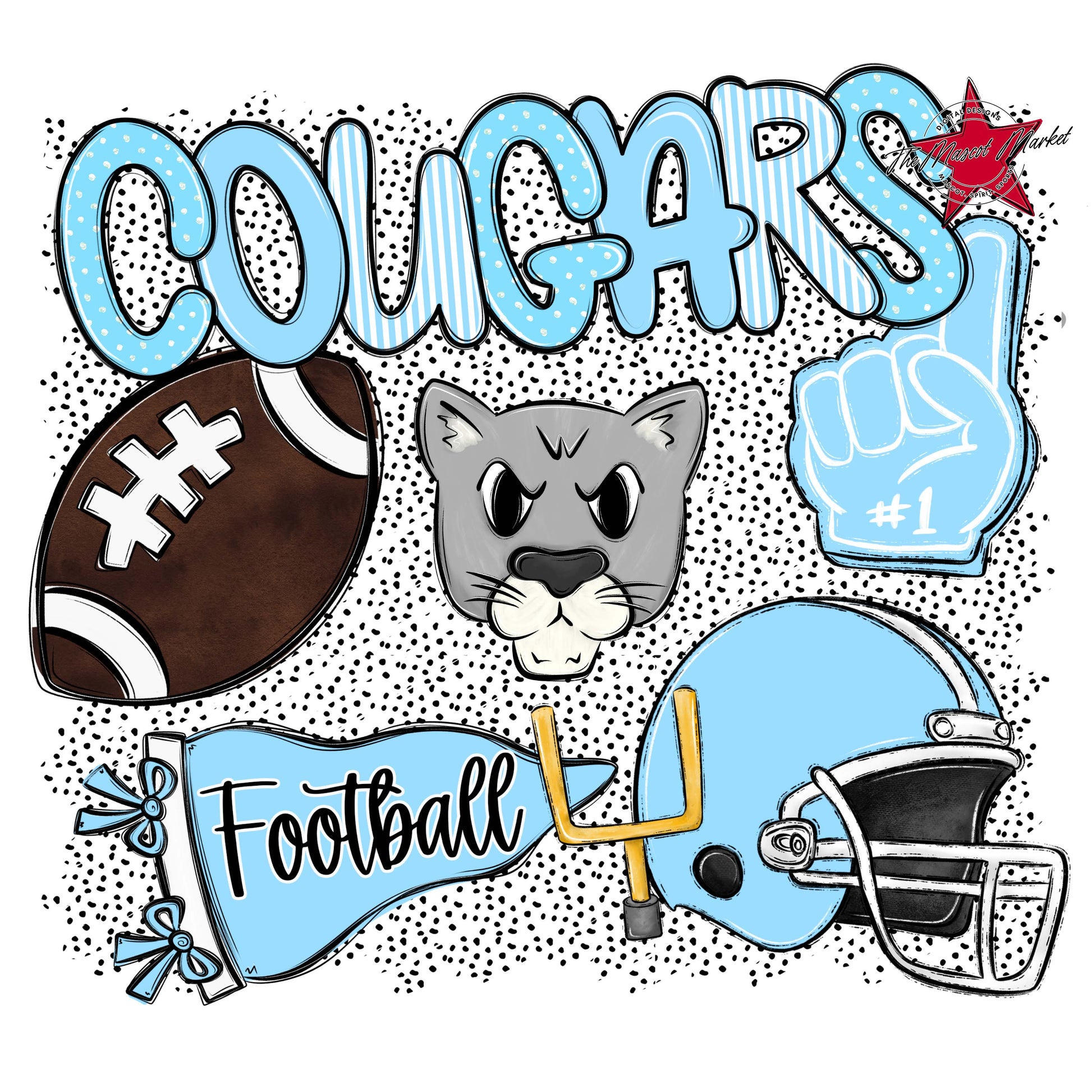 Cougars Football Spirit-Columbia Blue