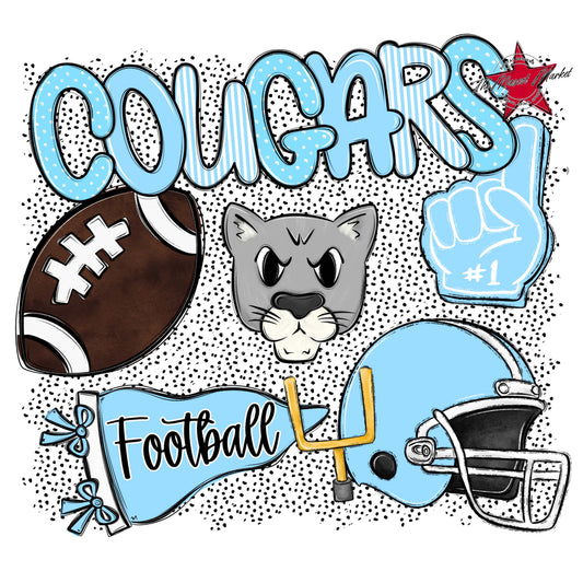 Cougars Football Spirit-Columbia Blue