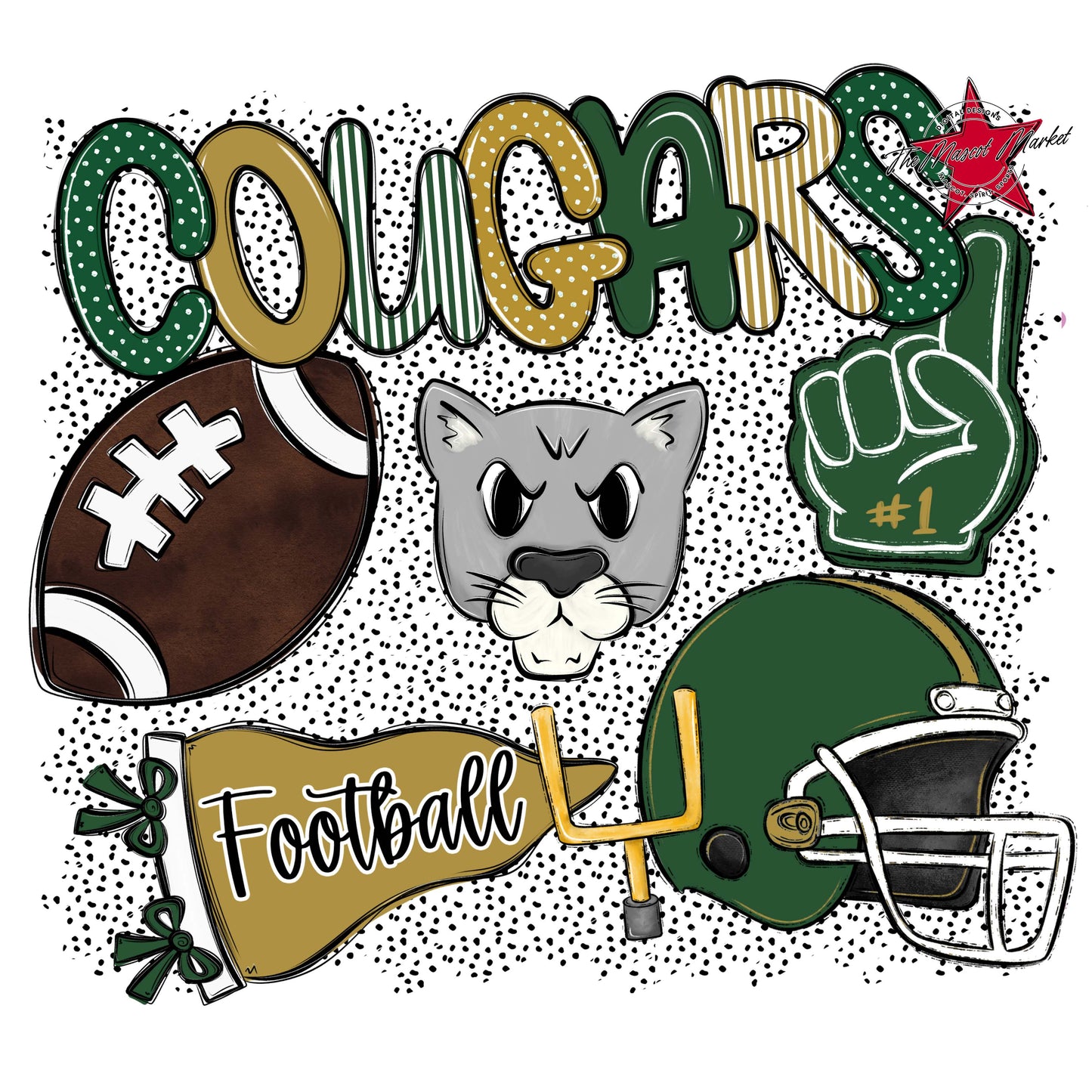 Cougars Football Spirit-Green & Gold