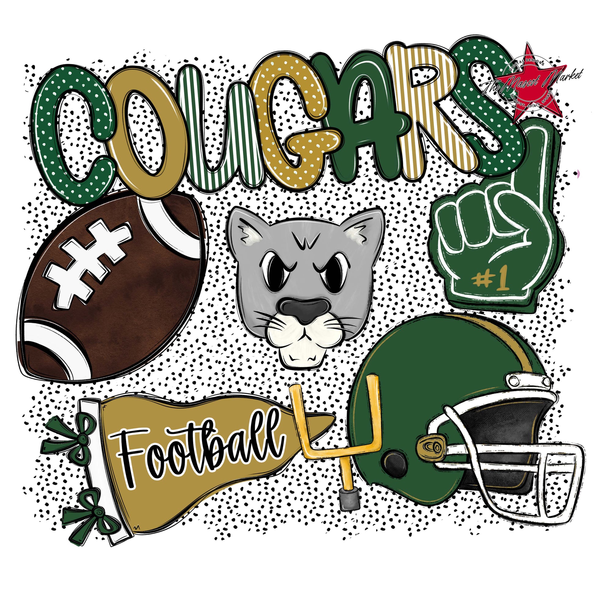 Cougars Football Spirit-Green & Gold