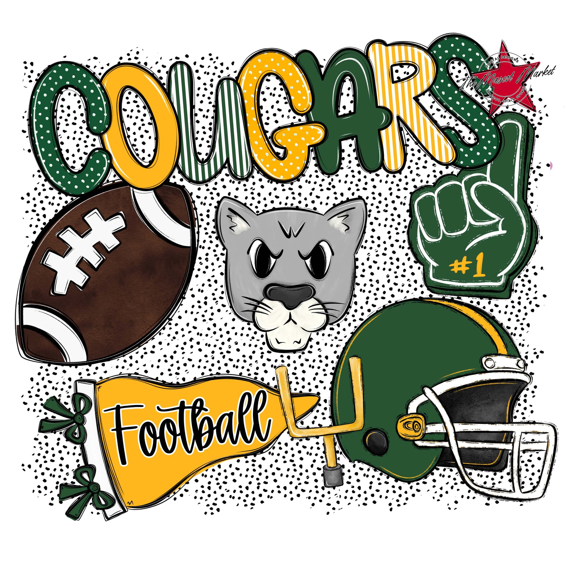 Cougars Football Spirit-Green & Yellow