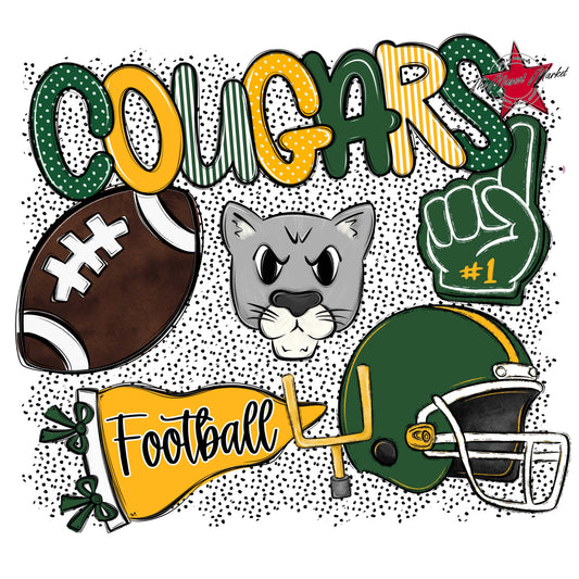 Cougars Football Spirit-Green & Yellow