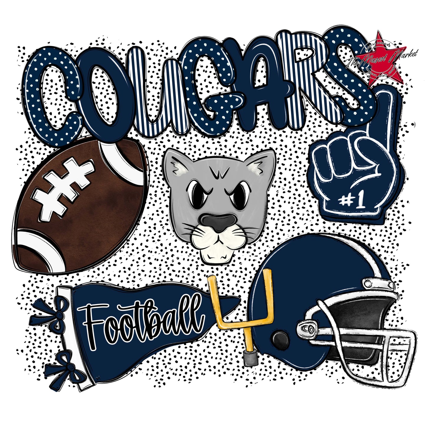 Cougars Football Spirit-Navy