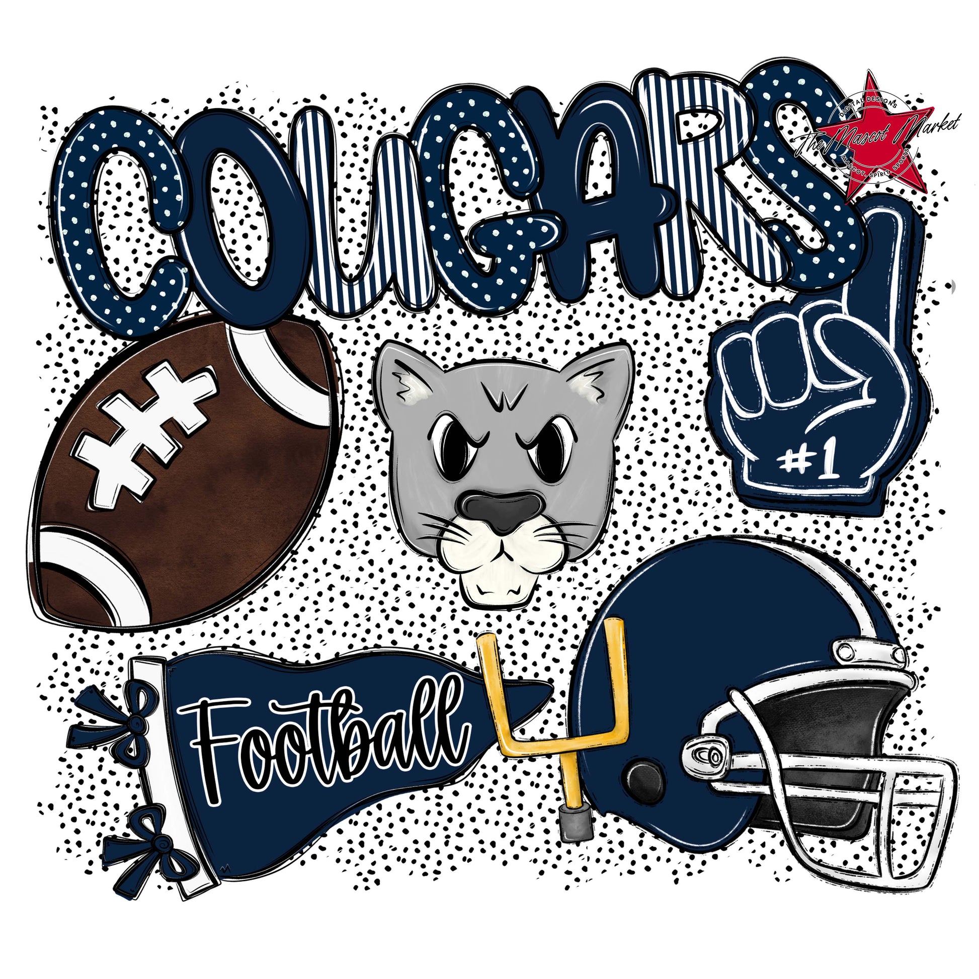 Cougars Football Spirit-Navy