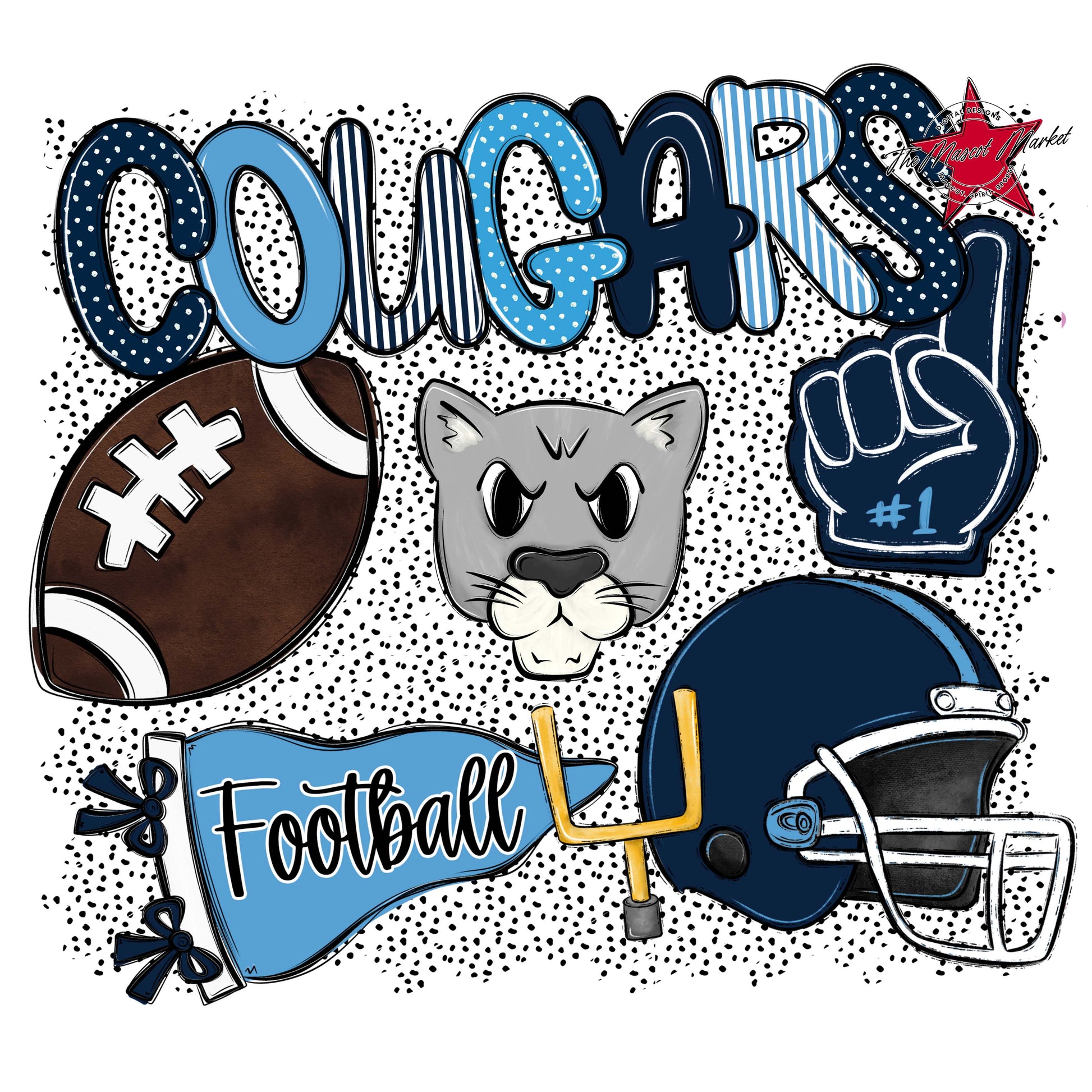 Cougars Football Spirit-Navy & Carolina Blue