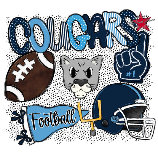 Cougars Football Spirit-Navy & Carolina Blue