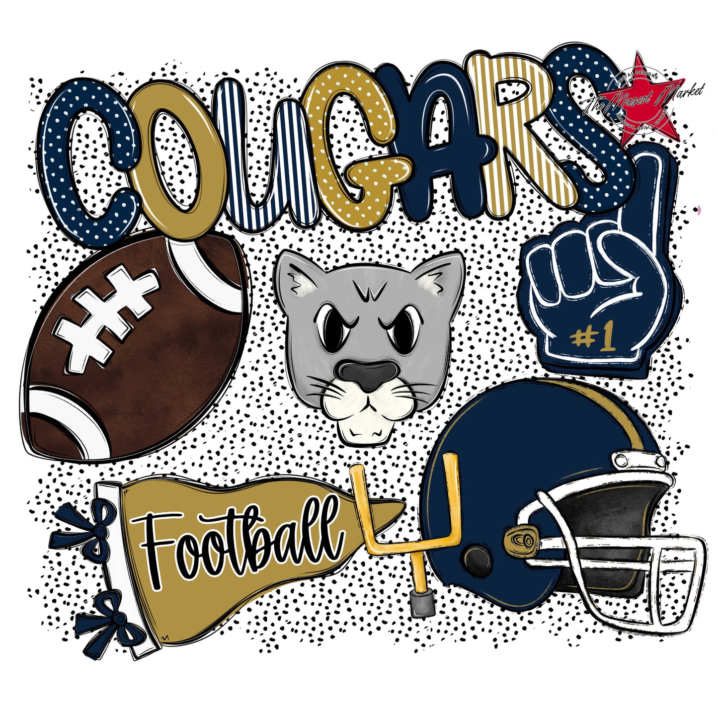 Cougars Football Spirit-Navy & Gold