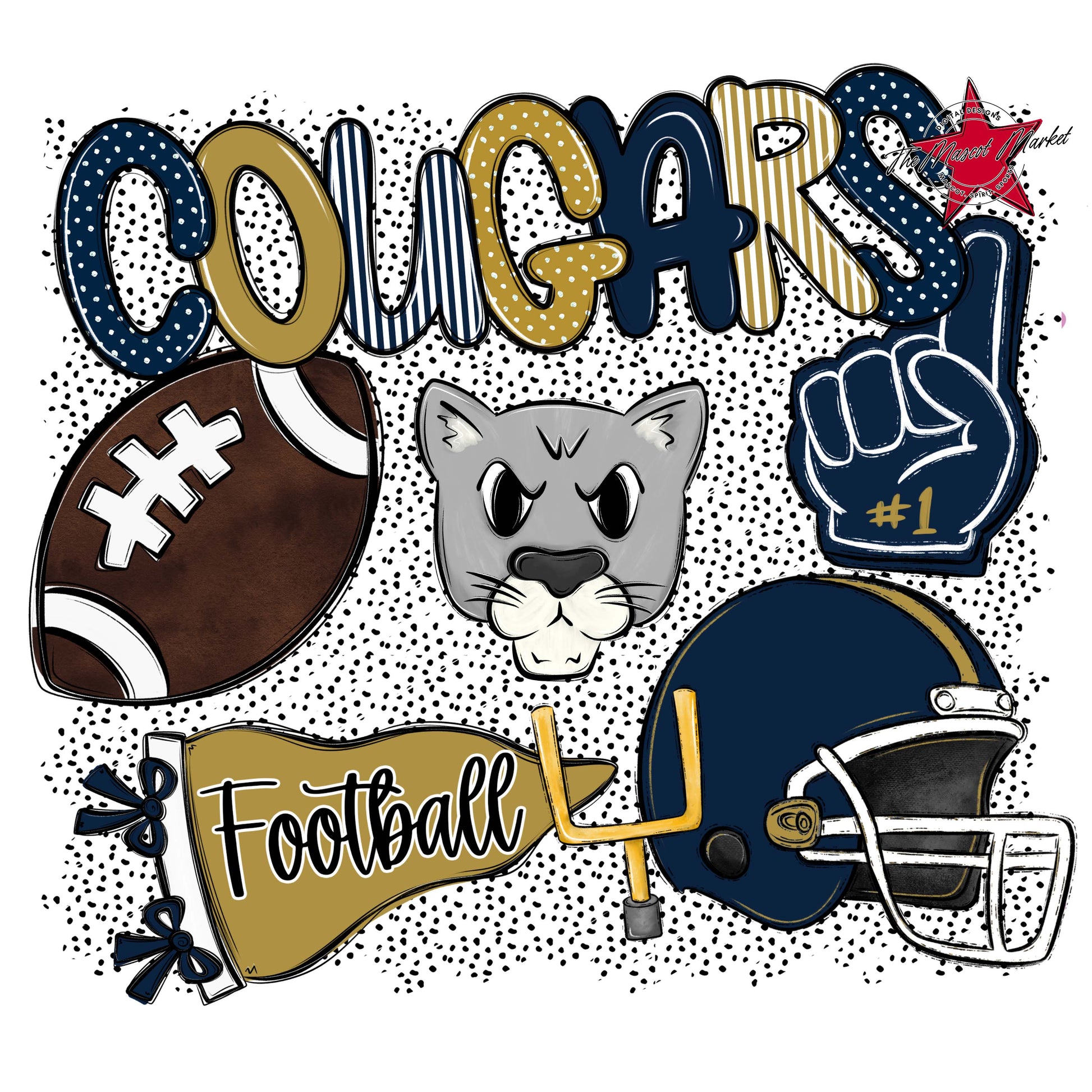 Cougars Football Spirit-Navy & Gold