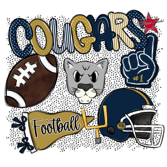 Cougars Football Spirit-Navy & Gold