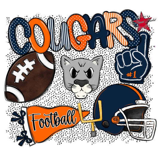 Cougars Football Spirit-Navy & Orange