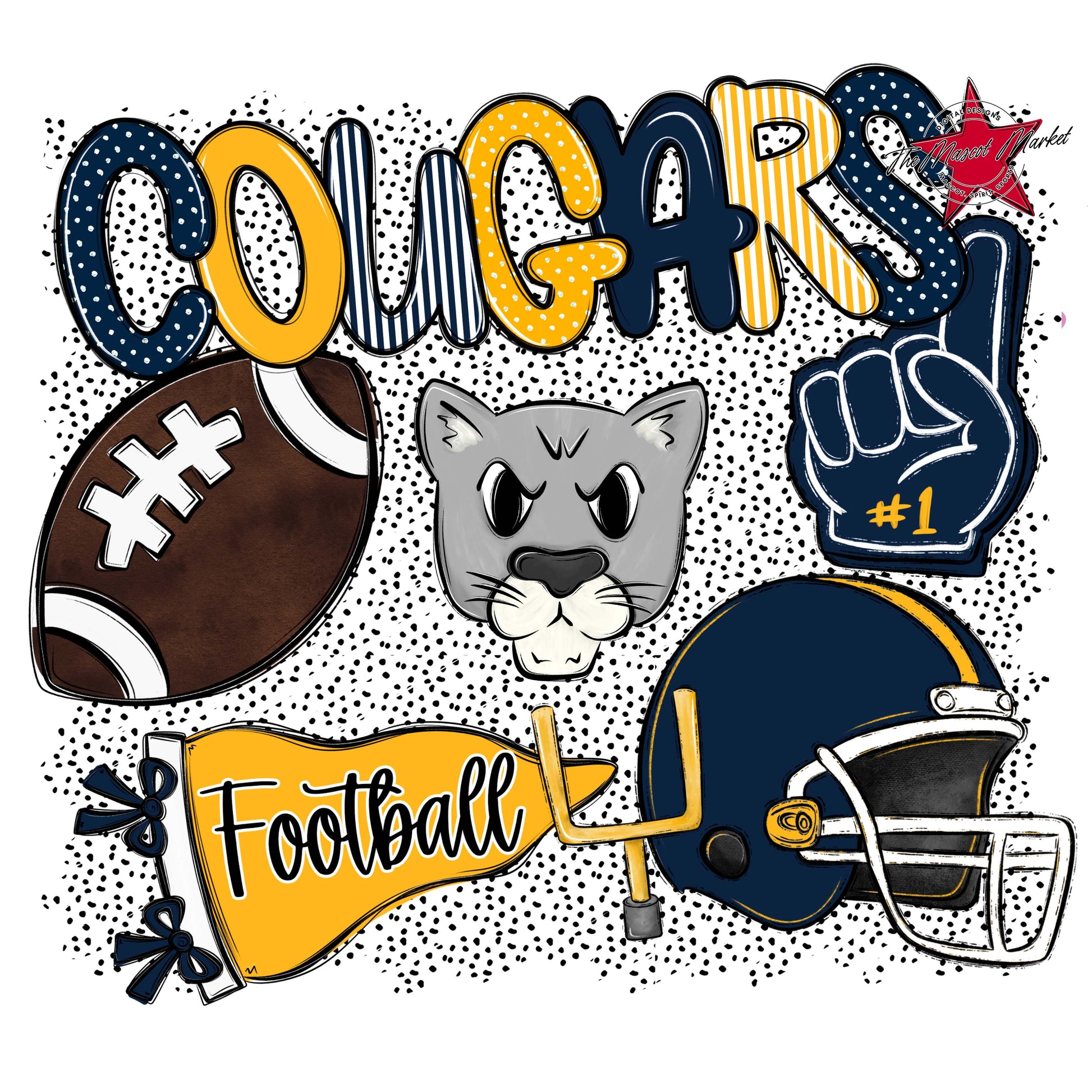 Cougars Football Spirit-Navy & Yellow