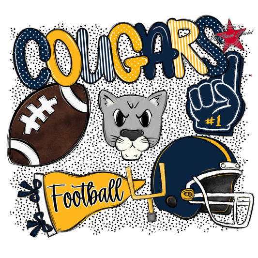 Cougars Football Spirit-Navy & Yellow