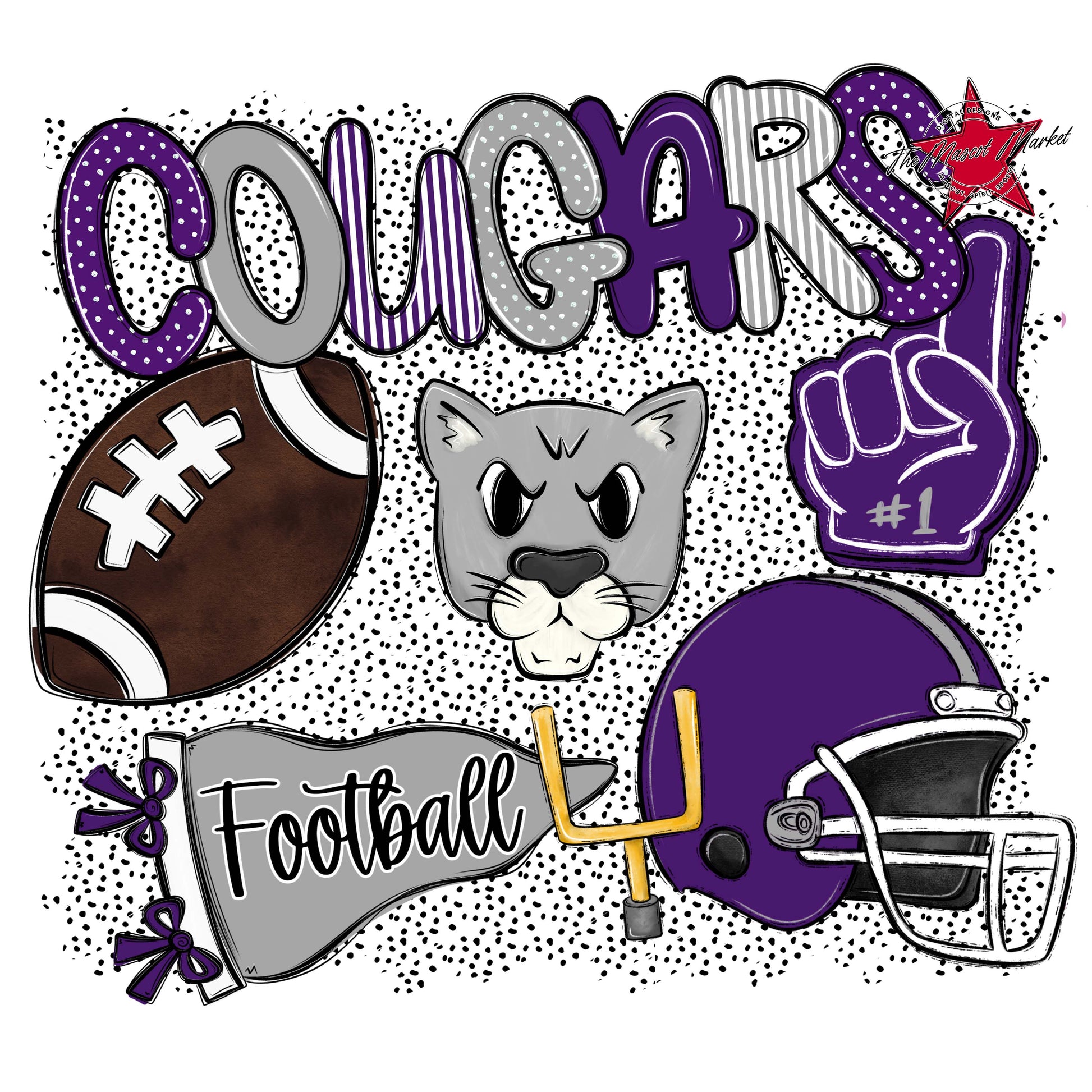 Cougars Football Spirit-Purple & Grey