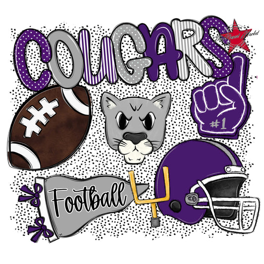 Cougars Football Spirit-Purple & Grey