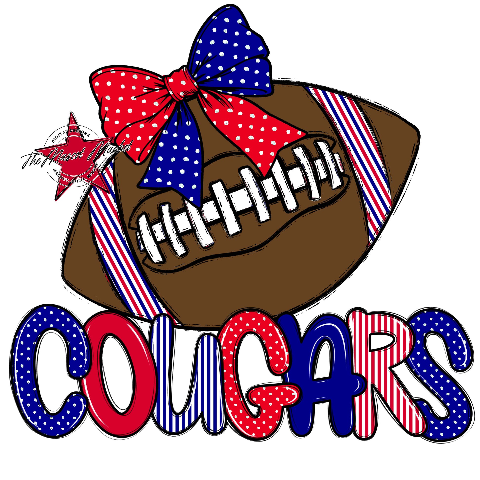 Cougars Football Spirit Design-Blue & Red