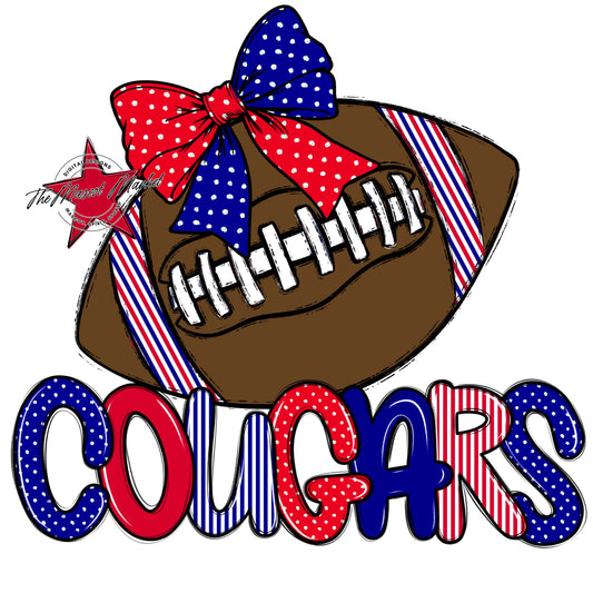 Cougars Football Spirit Design-Blue & Red