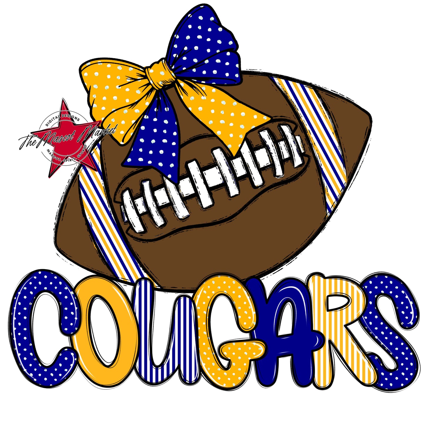 Cougars Football Spirit Design-Blue & Yellow