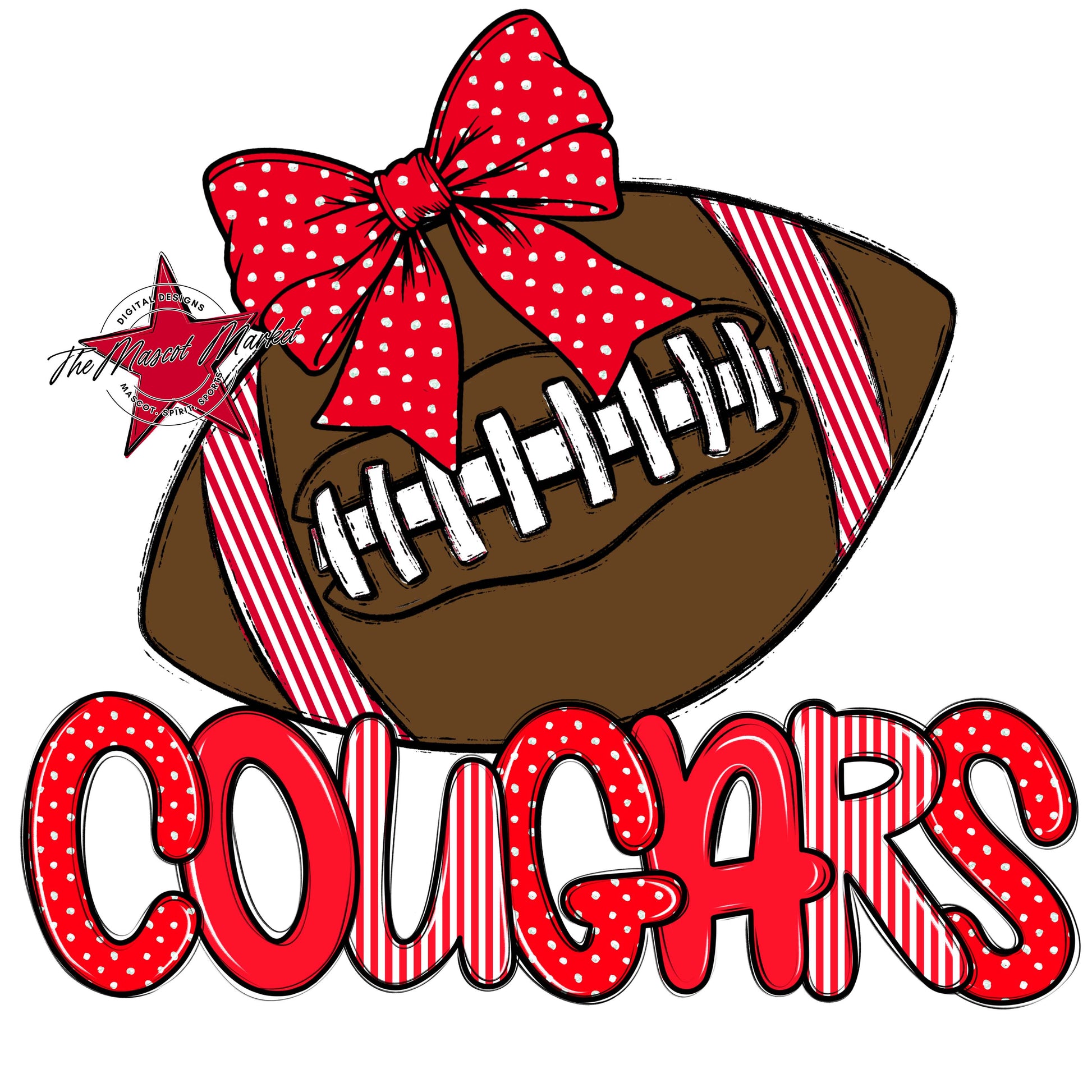 Cougars Football Spirit Design-Bright Red