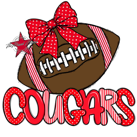 Cougars Football Spirit Design-Bright Red